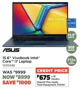 House & Home Asus 15.6" Vivobook Intel Core i7 Laptop offer