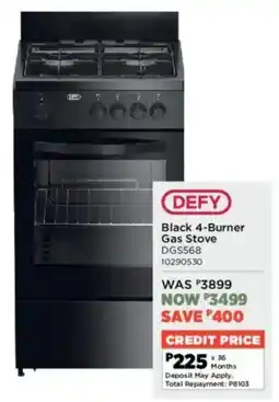 House & Home Defy Black 4-Burner Gas Stove offer