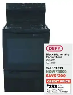 House & Home Defy Black Kitchenaire Cable Stove offer