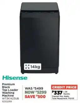 House & Home Hisense Premium Black Top Loader Washing Machine offer