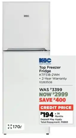 House & Home KIC Top Freezer Fridge offer