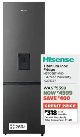 House & Home Hisense Titanium Inox Fridge offer