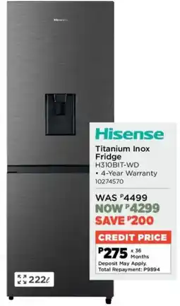 House & Home Hisense Titanium Inox Fridge offer