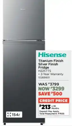 House & Home Hisense Titanium Finish Silver Finish Fridge offer