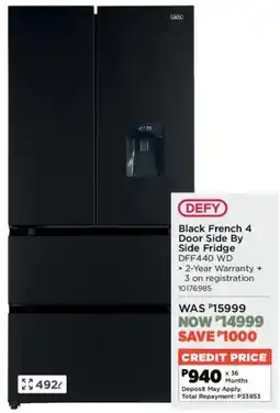 House & Home Defy Black French 4 Door Side By Side Fridge offer