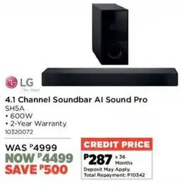 House & Home LG 4.1 Channel Soundbar AI Sound Pro offer