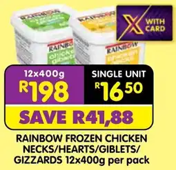 Shoprite Rainbow frozen chicken necks/ hearts/ giblets/ gizzards offer