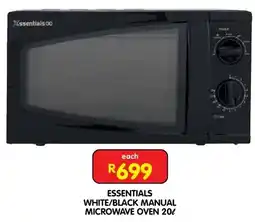 Shoprite Essentials white/ black manual microwave oven offer
