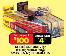 Shoprite Nestlé bar-one/ tex/ kitkat/ smarties chocolates offer