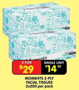Shoprite Moments 2-ply facial tissues offer