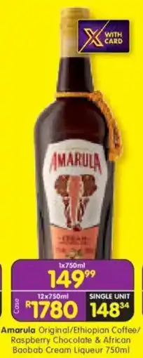 Shoprite Amarula Original/ Ethiopian Coffee/ Raspberry Chocolate & African Baobab Cream Liqueur offer