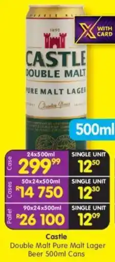 Shoprite Castle Double Malt Pure Malt Lager Beer Cans offer