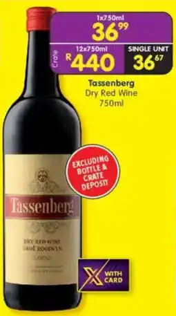 Shoprite Tassenberg Dry Red Wine offer