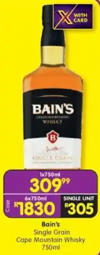 Shoprite Bain's Single Grain Cape Mountain Whisky offer