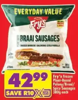 Shoprite Fry's Frozen Plant-Based Polony/ Braai/ Spicy Sausages offer