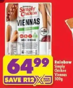 Shoprite Rainbow Simply Chicken Viennas offer