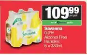 Spar Tops Savanna 0.0% Alcohol Free Handies-6 x 330ml Per Pack offer