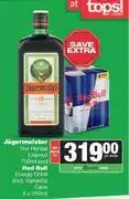 Spar Tops Jagermeister The Herbal Liqueur 750ml & Red Bull Energy Drink Cans 4 x 250ml-For Both offer