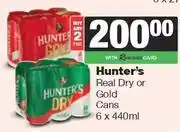 Spar Tops Hunter's Real Dry Or Gold Cans-For 2 x 6 x 440ml offer