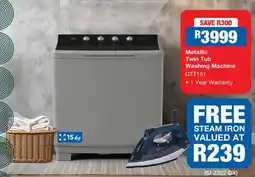 OK Furniture Metallic Twin Tub Washing Machine DTT151 offer