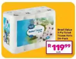 Game Great Value 2 Ply Toilet Tissue Rolls 24-Pack offer
