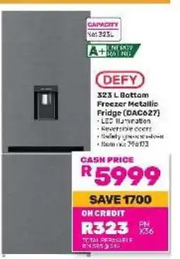Game Defy 323 L Bottom Freezer Metallic Fridge (DAC627) offer