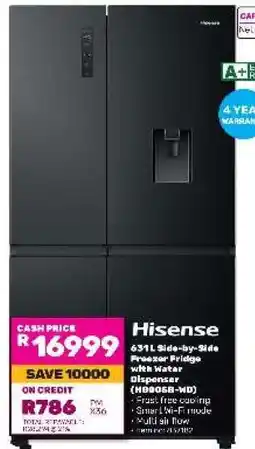 Game Hisense 631L Side-by-Side Freezer Fridge with Water Dispenser (H800SB-WD) offer