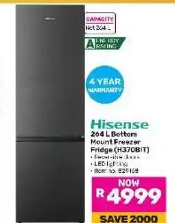 Game Hisense 264 L Bottom Mount Freezer Fridge (H370BIT) offer