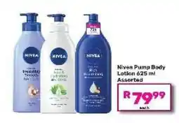 Game Nivea Pump Body Lotion 625 ml Assorted offer