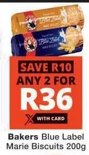Checkers BAKERS BLUE LABEL MARIE BISCUITS 200g offer