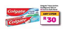 Game Colgate Triple Action Toothpaste 100 ml OR Active Salt 75 ml offer