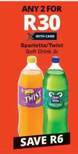 Checkers Sparletta/Twist Soft Drink 2L offer