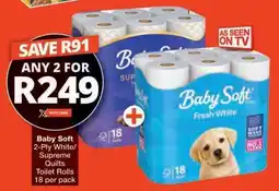 Checkers Baby Soft 2-Ply White/Supreme Quilts Toilet Rolls offer