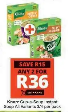 Checkers KNORR CUP-A-SOUP INSTANT SOUP offer