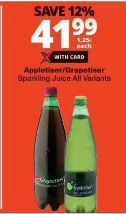 Checkers Appletiser/Grapetiser Sparkling Juice All Variants offer