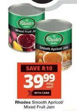 Checkers Rhodes Smooth Apricot/Mixed Fruit Jam offer