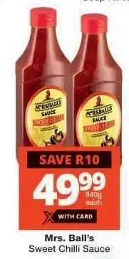 Checkers MRS BALL'S SWEET CHILLI SAUCE offer