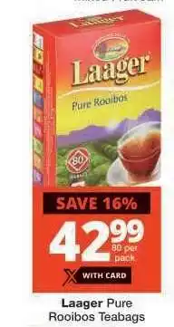 Checkers Laager Pure Rooibos Teabags offer