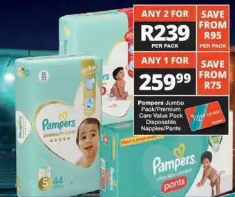 Checkers Pampers Jumbo Pack/Premium Care Value Pack offer