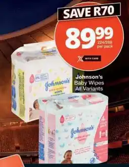 Checkers JOHNSON'S Baby Wipes (All variants) offer