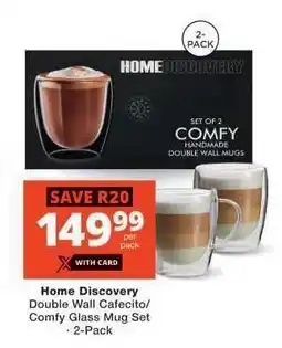 Checkers Home Discovery Double Wall Cafecito/Comfy Glass Mug Set - 2-Pack offer