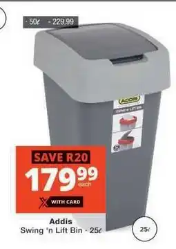 Checkers Addis Swing 'n Lift Bin - 25ℓ offer