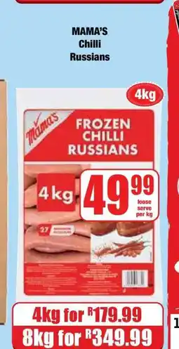 Boxer Mama's Chilli Russians offer