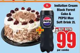 Boxer Imitation Cream Black Forest Cake & PEPSI Max Soft Drink 2L offer