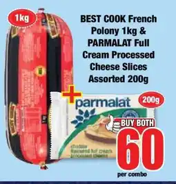 Boxer BEST COOK French Polony 1kg & PARMALAT Full Cream Processed Cheese Slices Assorted 200g offer