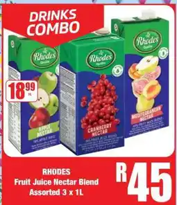 Boxer RHODES Fruit Juice Nectar Blend Assorted 3 x 1L offer