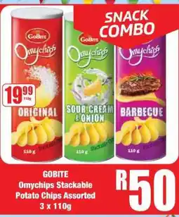 Boxer GOBITE Omychips Stackable Potato Chips Assorted 3 x 110g offer
