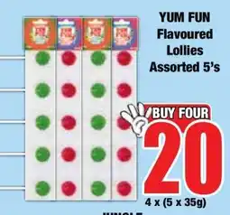 Boxer YUM FUN Flavoured Lollies Assorted 5's offer