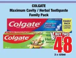 Boxer COLGATE Maximum Cavity / Herbal Toothpaste Family Pack offer