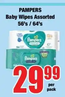 Boxer PAMPERS Baby Wipes Assorted 56's / 64's offer